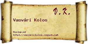 Vasvári Kolos névjegykártya